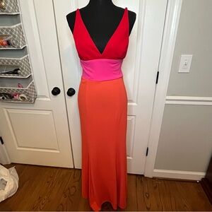 Vintage Niki by Niki Livas Colorblock Evening Gown Size 4 Made in USA Y2K Formal